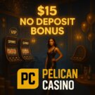 Бездепозитний бонус 15$ за реєстрацію у казино Pelican Casino